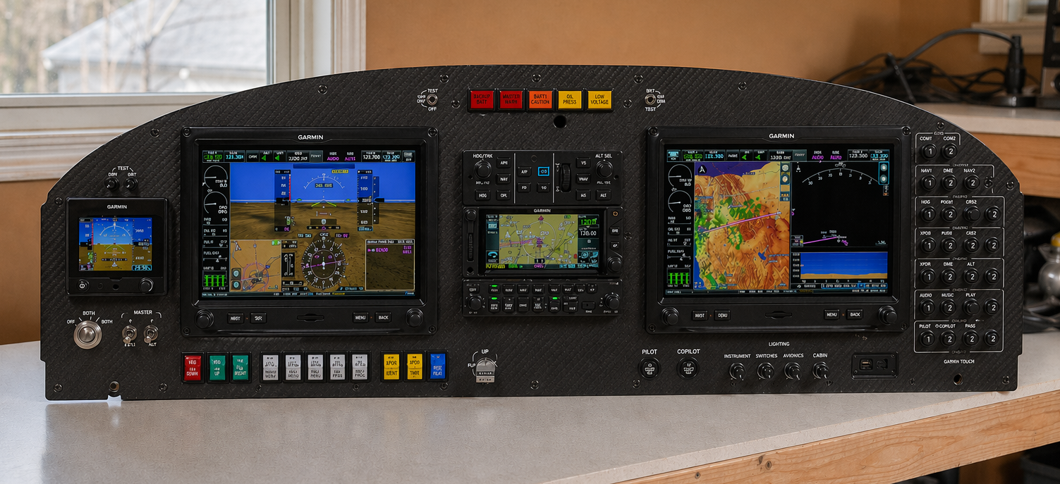 Custom avionics panel for experimental aircraft
