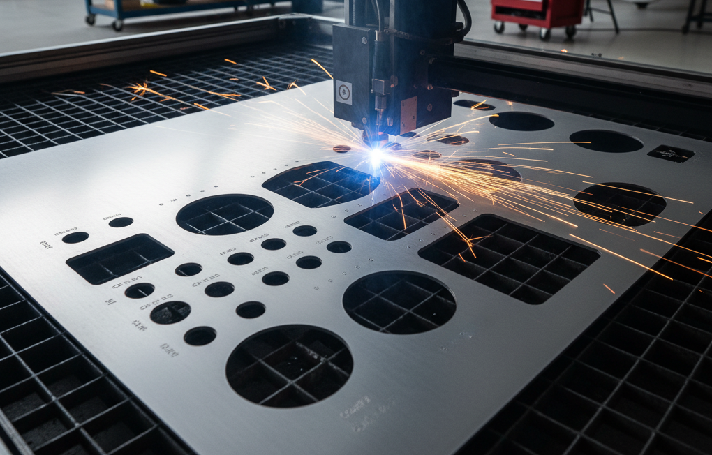Precision CNC-cut avionics panel fabrication detail